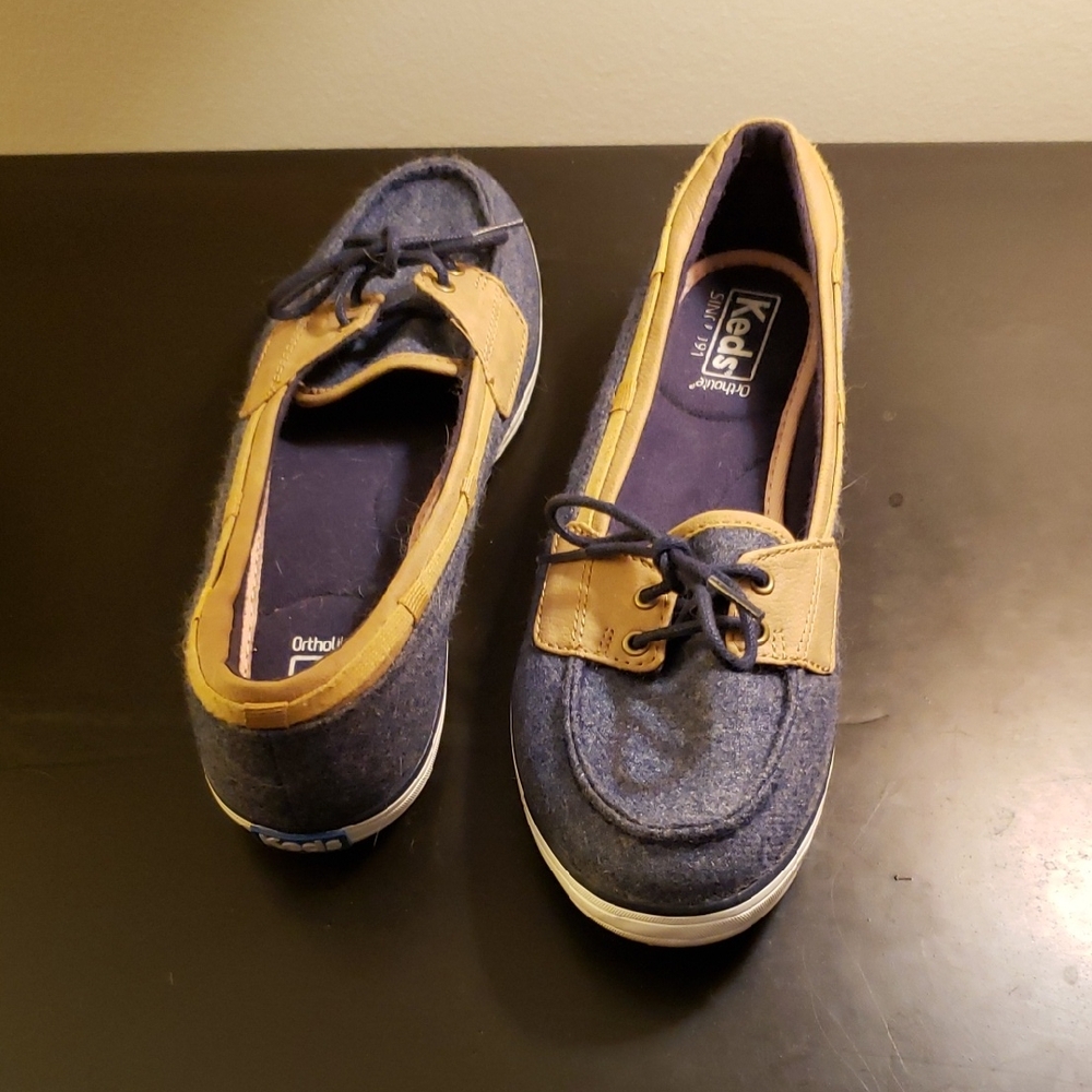 Size 8 Keds Ortholite Blue and Tan Flats